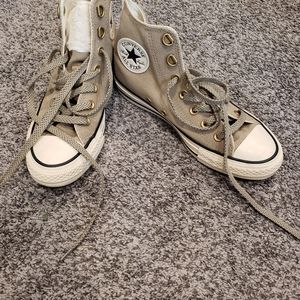 Women's Tan Converse High Tops Size 7